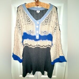 POL Boho Colorblock Knit Sweater Women’s Size S